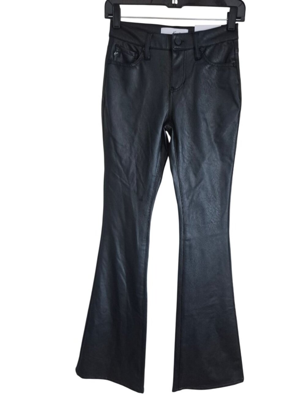 KanCan Black Faux Leather Flared Pants Mid Rise Size 1/24